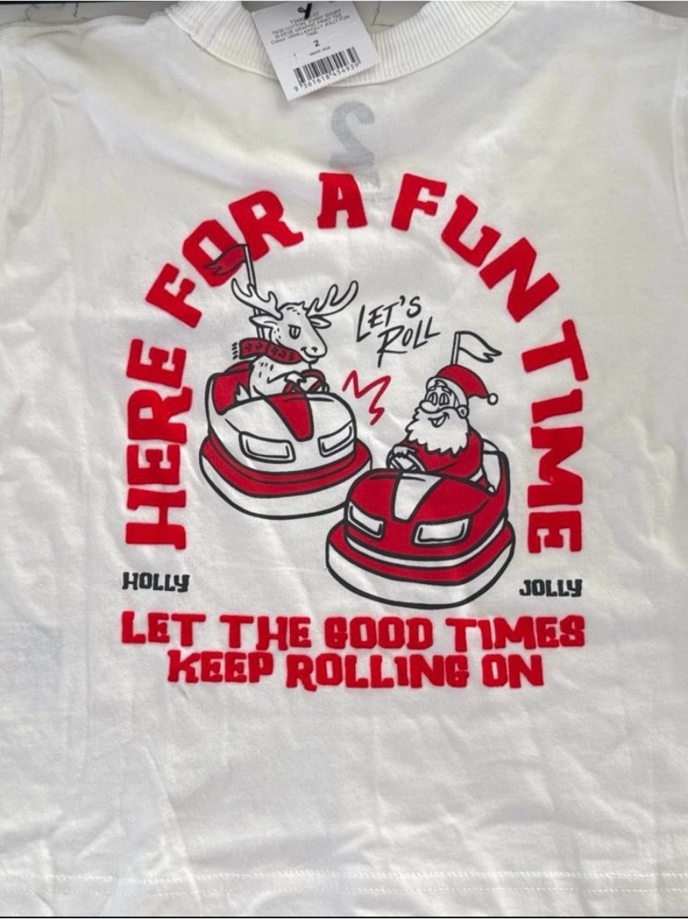 White 'Here for a Fun Time' Holiday Graphic Tee for Kids